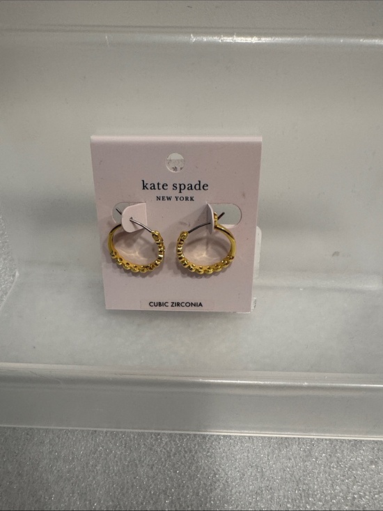kate spade Jewelry - Kate spade cubic zirconia gold hoop earrings NWT